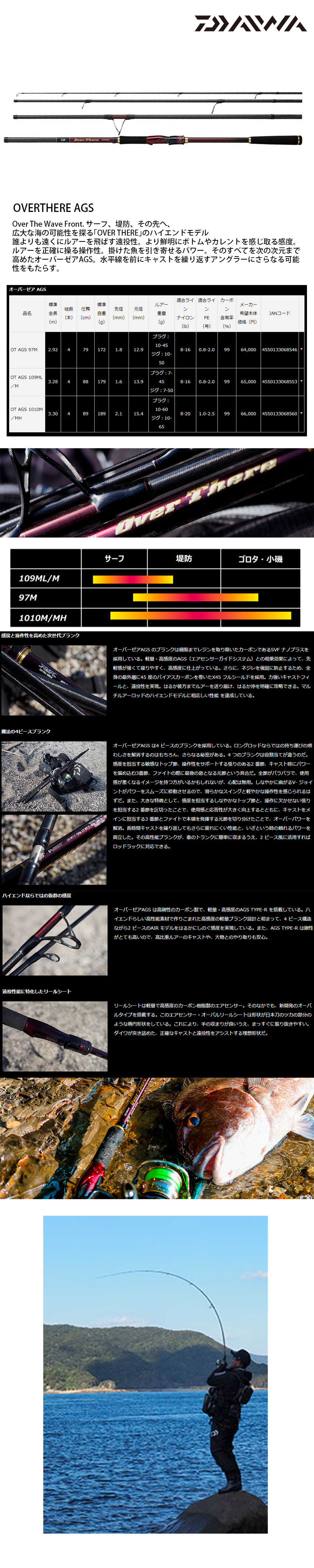 釣り引退 Daiwa Over There AGS 109ML/M Daiwa Over There AGS 109ML/M Lure Rod #PB08456 | eBay